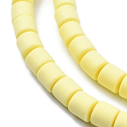 Jaune Clair Polymère main brins d'argile de perles, colonne, jaune clair, 6.5x6mm, Trou: 1.2mm, Environ 61 pcs/chapelet, 15.75 pouce (40 cm)