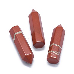 Red Jasper Natural Red Jasper Pointed Beads, Healing Stones, Reiki Energy Balancing Meditation Therapy Wand, No Hole/Undrilled, For Wire Wrapped Pendant Making, Bullet, 36.5~40x10~11mm