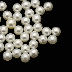 White NO Hole ABS Plastic Imitation Pearl Round Beads, Dyed, White, 1.5mm, about 10000pcs/bag
