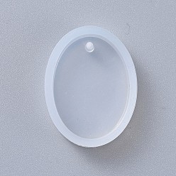 Blanc Moules à pendentif en silicone bricolage de forme ovale, moules de coulée de résine, outil de fabrication de bijoux pour la résine uv, fabrication de bijoux en résine époxy, blanc, 28x21x7mm, Trou: 2mm, Taille intérieure: 25x18 mm