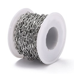 Нержавеющая Сталь Цвет 304 кабельные цепи из нержавеющей стали, с катушкой, пайки, цвет нержавеющей стали, 7.5x3.5x0.8 мм, 10.93 ярдов (10 м) / рулон