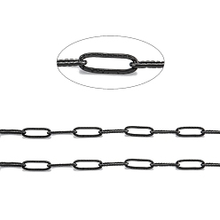 Electrophoresis Black 304 Stainless Steel Paperclip Chains, Soldered, with Spool, Electrophoresis Black, 66x61mm, 12x4x1mm, about 32.8 Feet(10m)/roll