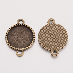 Bronze Antique Alliage de style tibétain supports de connexion cabochon rond et plat, sans cadmium et sans nickel et sans plomb, bronze antique, plateau: 14 mm, 23x16.5x2 mm, trou: 2 mm, environ 812 pcs / 1000 g