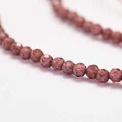 Garnet Natural Garnet Bead Strands, Faceted, Round, 2mm, Hole: 0.5mm, about 180pcs/strand, 15.2 inch