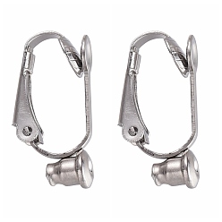 Stainless Steel Color 304 Stainless Steel Clip-on Earring Converters Findings, for Non-Pierced Ears, Stainless Steel Color, 20.5x7.5x10mm, Hole: 0.7mm