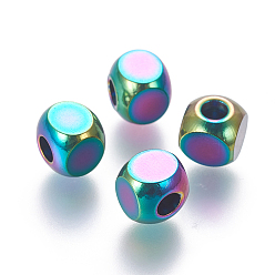Rainbow Color Ion Plating(IP) 304 Stainless Steel Spacer Beads, Cube, Rainbow Color, 6x6x6mm, Hole: 2.8mm