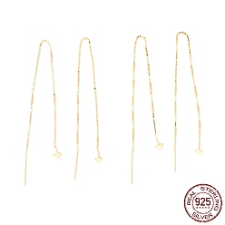 Golden 925 Sterling Silver Ear Thread, Ball Drop Long Chain Tassel Dangle Stud Earrings for Women, Golden, 100mm, Pin: 0.7mm