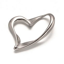 Stainless Steel Color 304 Stainless Steel Heart Linking Rings, Stainless Steel Color, 37x34x4mm