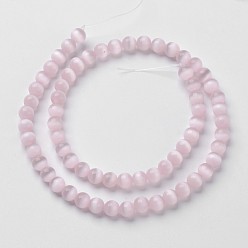 Misty Rose Cat Eye Beads, Round, Misty Rose, 6mm, Hole: 1mm, about 66pcs/strand, 15.5 inch