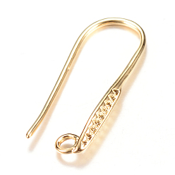 Light Gold Brass Earring Hooks, with Horizontal Loop, Light Gold, 21x3mm, 9 Gauge, Hole: 1.5mm