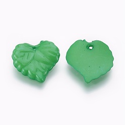 Green Opaque Acrylic Pendants, Leaf, Green, Size: about 16mm in diameter, 2mm thick, hole: 1mm, 1560pcs/550g.