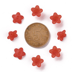 Red Transparent Acrylic Beads, Flower, Frosted, Red, 12x7mm, Hole: 1mm, about 4600pcs/500g