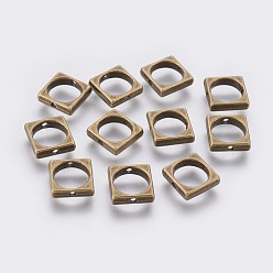 Antique Bronze Tibetan Style Alloy Bead Frames, Lead Free and Cadmium Free, Square, Antique Bronze, 11x11x3mm, Hole: 8mm