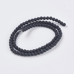 Black Synthetic Black Stone Beads Strands, Round, Frosted, Black, 4mm, Hole: 1mm, about 93pcs/strand, 14.5~15 inch