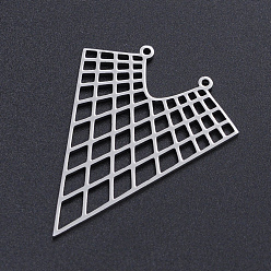 Stainless Steel Color 201 Stainless Steel Filigree Pendants, Triangle, Stainless Steel Color, 46x34x1mm, Hole: 1.4mm