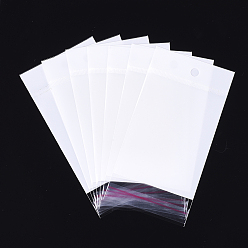 White Pearl Film Cellophane Bags, OPP Material, Self-Adhesive Sealing, with Hang Hole, Rectangle, White, 17~17.5x8cm, Unilateral Thickness: 0.045mm, Inner Measure: 12.3x8cm