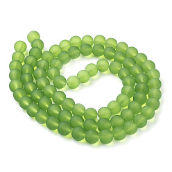 Lime Vert Perles en verre transparentes , givré, ronde, lime green, 4mm, Trou: 1.1~1.6mm, Environ 200 pcs/chapelet, 31.4 pouce