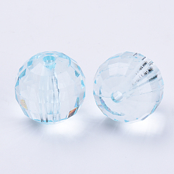 Light Cyan Transparent Acrylic Beads, Faceted, Round, Light Cyan, 8x8mm, Hole: 1.5mm, about 1770pcs/500g