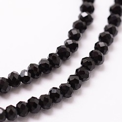 Black Glass Bead Strands, Rondelle, Faceted, Black, 2~3x2mm, Hole: 1mm, about 165~169pcs/strand, 16 inch
