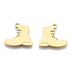 Golden Ion Plating(IP) 201 Stainless Steel Pendants, Laser Cut, Shoes, Golden, 13.5x15x1mm, Hole: 1.4mm