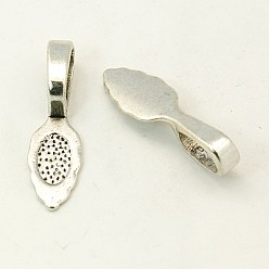 Antique Silver Tibetan Style Alloy Glue-on Flat Pad Bails, Cadmium Free & Lead Free, Antique Silver, 26x8x7mm, Hole: 5x8mm