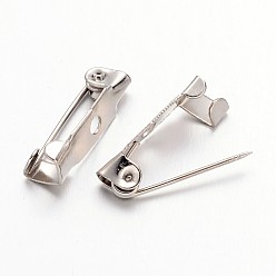 Platinum Iron Brooch Findings, Back Bar Pins, with One Hole, Platinum, 15x5x4.5mm, Hole: 1.8mm