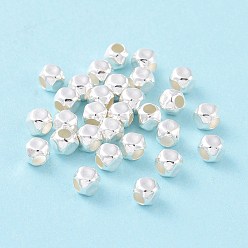 Silver 925 Sterling Silver Beads, Hexagon, Silver, 3x3x3mm, Hole: 1.5mm, about 147Pcs/10g