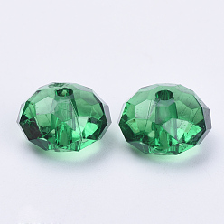 Dark Green Transparent Acrylic Beads, Faceted, Rondelle, Dark Green, 8x5mm, Hole: 1.4mm, about 2700pcs/500g