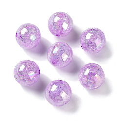 Lilac AB Color Transparent Crackle Round Acrylic Beads, Lilac, 20mm, Hole: 2.5mm, about 108pcs/500g