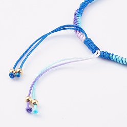 Mixed Color Segment Dyed Polyester Thread Braided Bead Bracelet Making, with Natural Cultured Freshwater Pearl Beads and Jump Rings, Mixed Color, 6-1/4~11-3/8 inch(15.8~29cm)