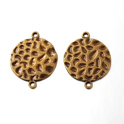 Antique Bronze Tibetan Style Links/Connectors, Flat Round, Lead Free and Cadmium Free, Antique Bronze, 31x24x1.5mm, Hole: 2mm