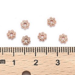 Rose Gold Tibetan Style Beads, Cadmium Free & Nickel Free & Lead Free, Flower, Rose Gold, 4x1mm, Hole: 1mm
