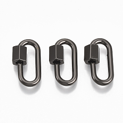 Gunmetal Brass Screw Carabiner Lock Charms, for Necklaces Making, Oval, Gunmetal, 20x11.5x2mm, Screw: 6.5x6.5mm