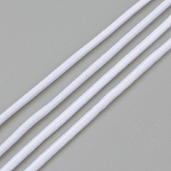 White Round Elastic Cord, with Fibre Outside and Rubber Inside, White, 2mm, about 76.55 yards(70m)/roll