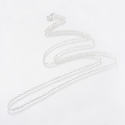 Argent Fabrication de collier de chaînes de rolo de fer, avec fermoirs mousquetons, soudé, couleur argent plaqué, 17.7 pouce (45 cm)