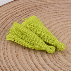 Yellow Green Cotton Thread Tassel Pendant Decorations, Yellow Green, 25~31x5mm, about 39~47pcs/bag