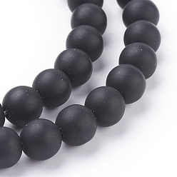 Черный Синтетических черный камень бисер нитей, матовые, круглые, чёрные, 10 мм, отверстие : 0.8 мм, около 39 шт / нитка, 14.5~15 дюйм