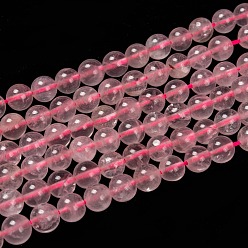 Розовый Кварц Природного розового кварца нитей бисера, круглые, 8 мм, отверстие : 1 мм, около 22~24 шт / нитка, 8 дюйм