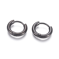 Electrophoresis Black 304 Stainless Steel Huggie Hoop Earrings, Hypoallergenic Earrings, with 316 Surgical Stainless Steel Pin, Electrophoresis Black, 10 Gauge, 12~13x2.5mm, Pin: 1mm, Inner Diameter: 8mm