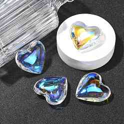 Colorful Glass Pendants, Heart, Colorful, 40~41x42~43x15mm, Hole: 2mm