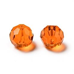 Оранжево-Красный Имитация Австрийские кристаллические шарики, класс AAA, граненый (32 граней), круглые, оранжево-красный, 6 мм, отверстие : 0.7~0.9 мм