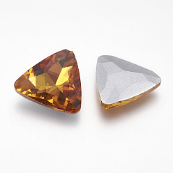 Mixed Color Glass Pointed Back Rhinestone, Back Plated, Faceted, Triangle, Mixed Color, 23x23x8mm