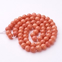 Mixed Color Natural Mashan Jade Round Beads Strands, Dyed, Mixed Color, 6mm, Hole: 1mm, about 69pcs/strand, 15.7 inch