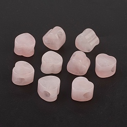 Розовый Кварц Природного розового кварца Европейский бисером, бусины с большим отверстием, сердце, 13~14x13~14x9~10 мм, отверстие : 5.5~6 мм