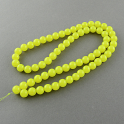 Зелено-Желтый Стеклянные бусины, имитация нефрита , окрашеные, круглые, зеленый желтый, 4 мм, отверстие : 1.1~1.3 мм, около 200 шт / нитка, 31.4 дюйм