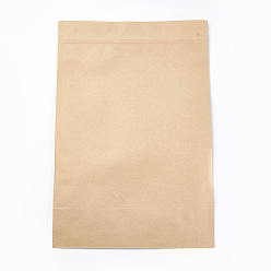 Bois Solide Sac kraft en papier à fermeture à glissière, petite pochette en papier kraft, sacs refermables, avec fenêtre, burlywood, 30x20 cm, épaisseur unilatérale : 5.5 mil(0.14mm)