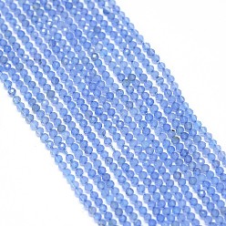 Calcédoine Calcédoine bleue naturelle rangées de perles, facette, teint, ronde, 2mm, Trou: 0.5mm, Environ 170~180 pcs/chapelet, 12.9 pouces ~ 13.3 pouces (330~340 mm)