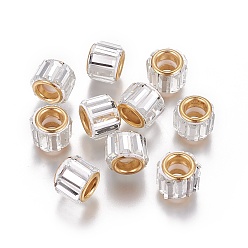 Clear Brass Cubic Zirconia European Beads, Large Hole Beads, Column, Golden, Clear, 10x8mm, Hole: 5mm