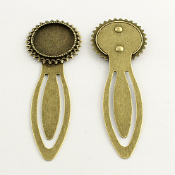 Bronze Antique 20 mm upports signet cabochon, fer avec alliage plateau rond plat, sans plomb, sans nickel et cadmium libre, bronze antique, 78x27x3mm