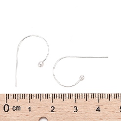 Silver 925 Sterling Silver Earring Hooks, with 925 Stamp, Silver, 22x13.5mm, 20 Gauge, Pin: 0.8mm
